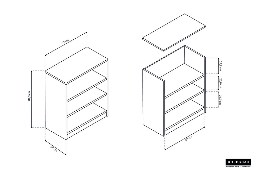UITVERKOOP - Boekenkast 'Space' 2 legplanken Sonoma (1c)