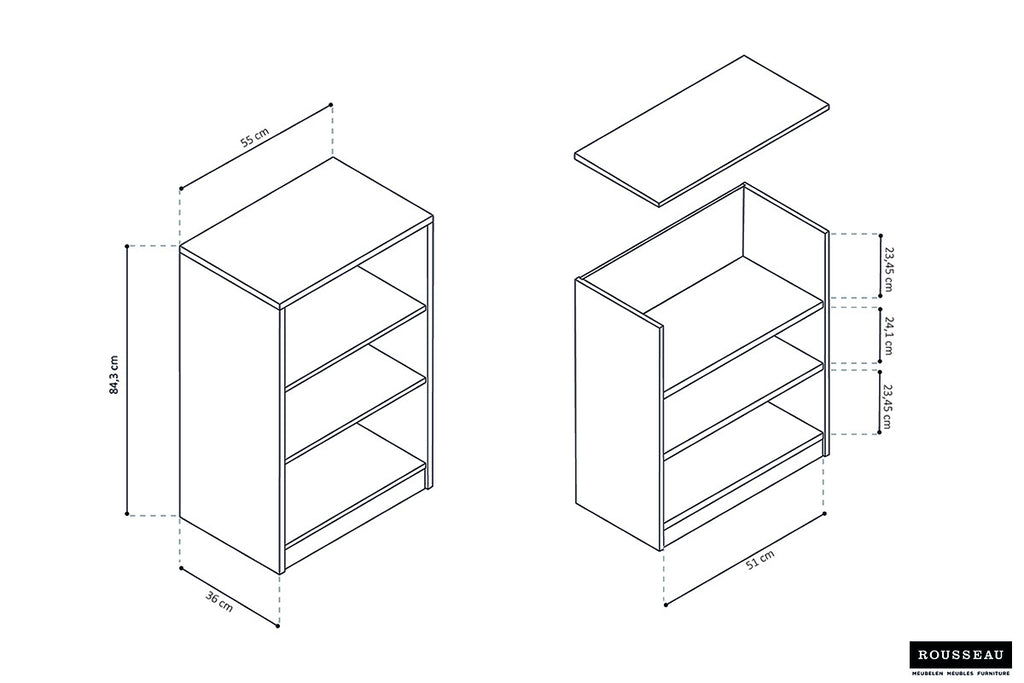 UITVERKOOP - Boekenkast 'Space' 2 legplanken Sonoma (1c)