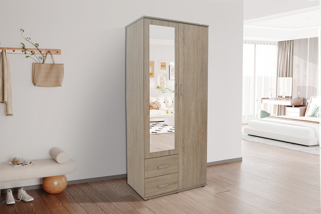 Wardrobe 'Marc' 2 doors with mirror Sonoma (2c)