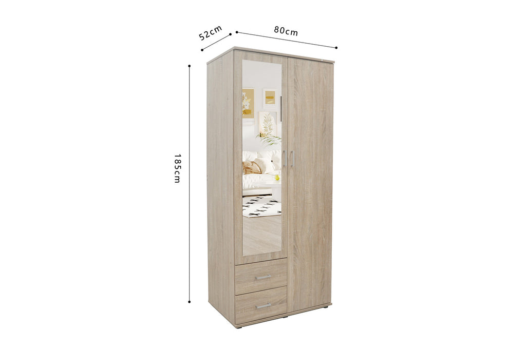 Wardrobe 'Marc' 2 doors with mirror Sonoma (2c)