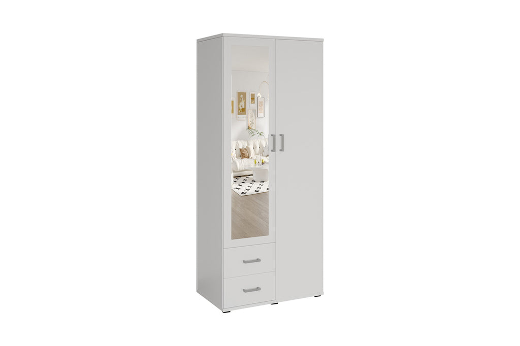 Wardrobe 'Marc' 2 doors with mirror White (2c)