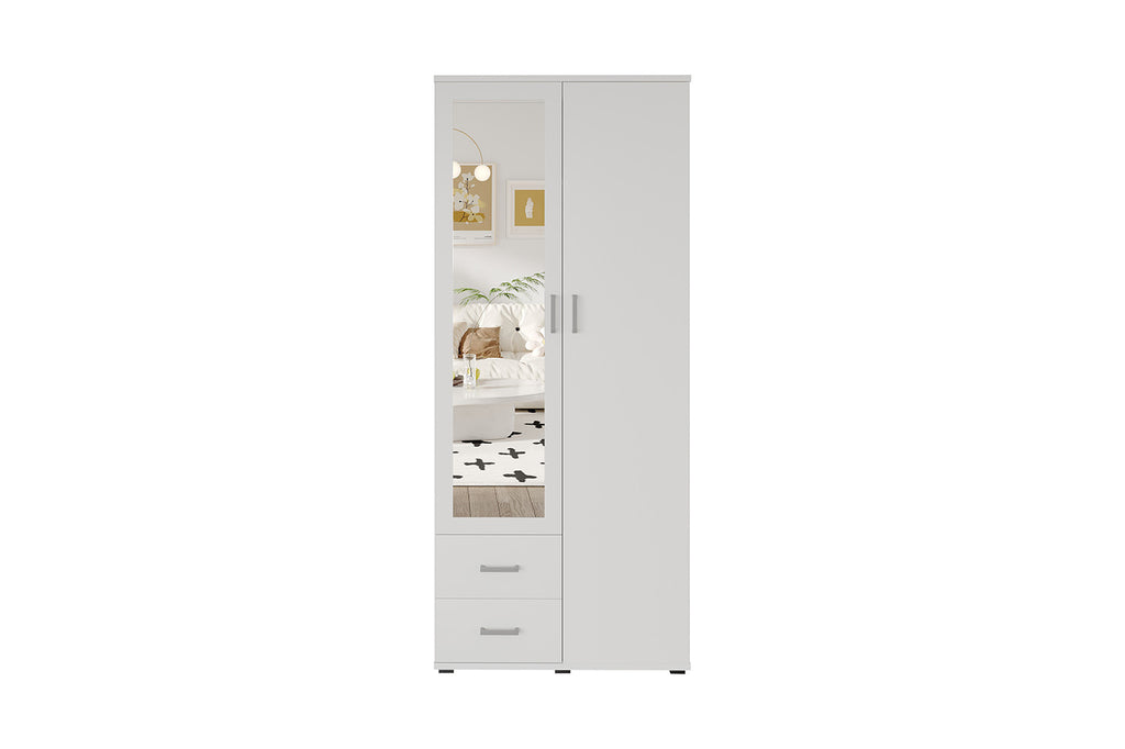 Wardrobe 'Marc' 2 doors with mirror White (2c)