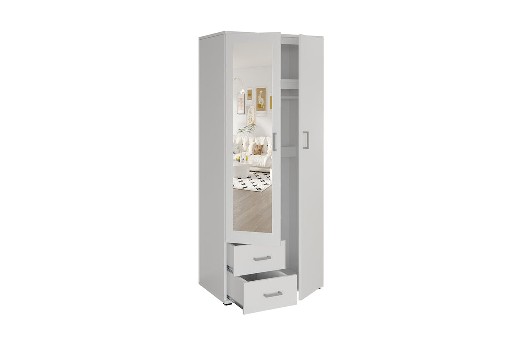 Wardrobe 'Marc' 2 doors with mirror White (2c)