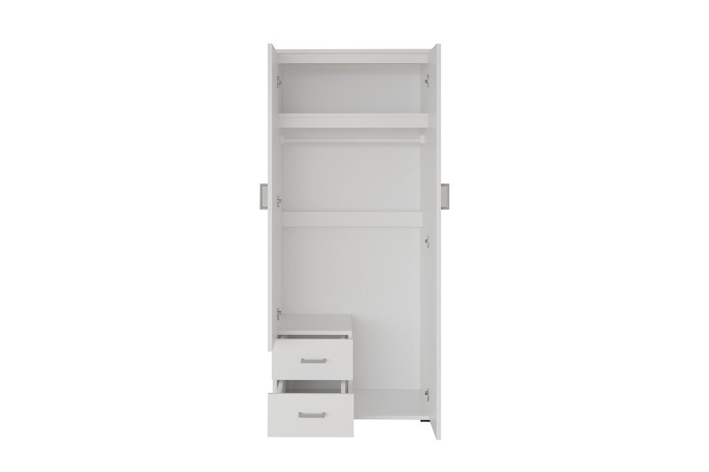 Wardrobe 'Marc' 2 doors with mirror White (2c)