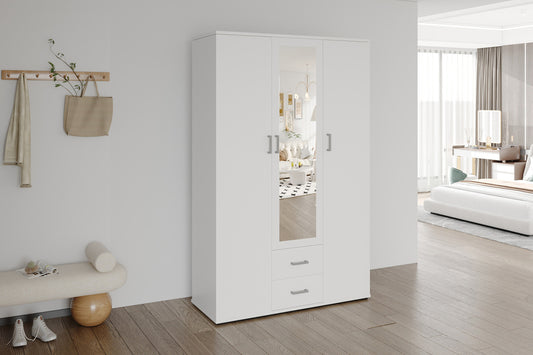 Wardrobe 'Marc' 3 doors with mirror White (2c)