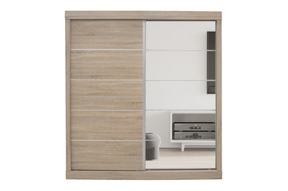 Wardrobe 'Mike' 2 Sliding Doors, 1 Mirror Door Sonoma (3c)