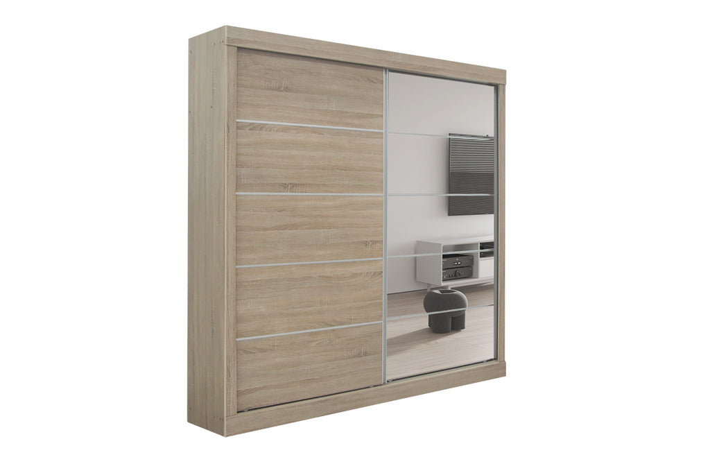 Wardrobe 'Mike' 2 Sliding Doors, 1 Mirror Door Sonoma (3c)