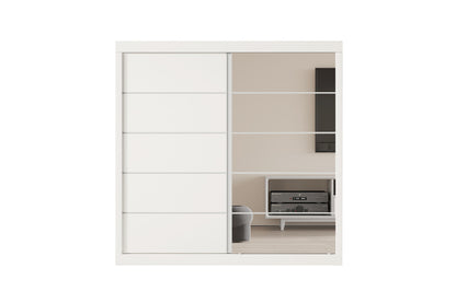Wardrobe 'Mike' 2 Sliding Doors, 1 Mirror Door White (3c)