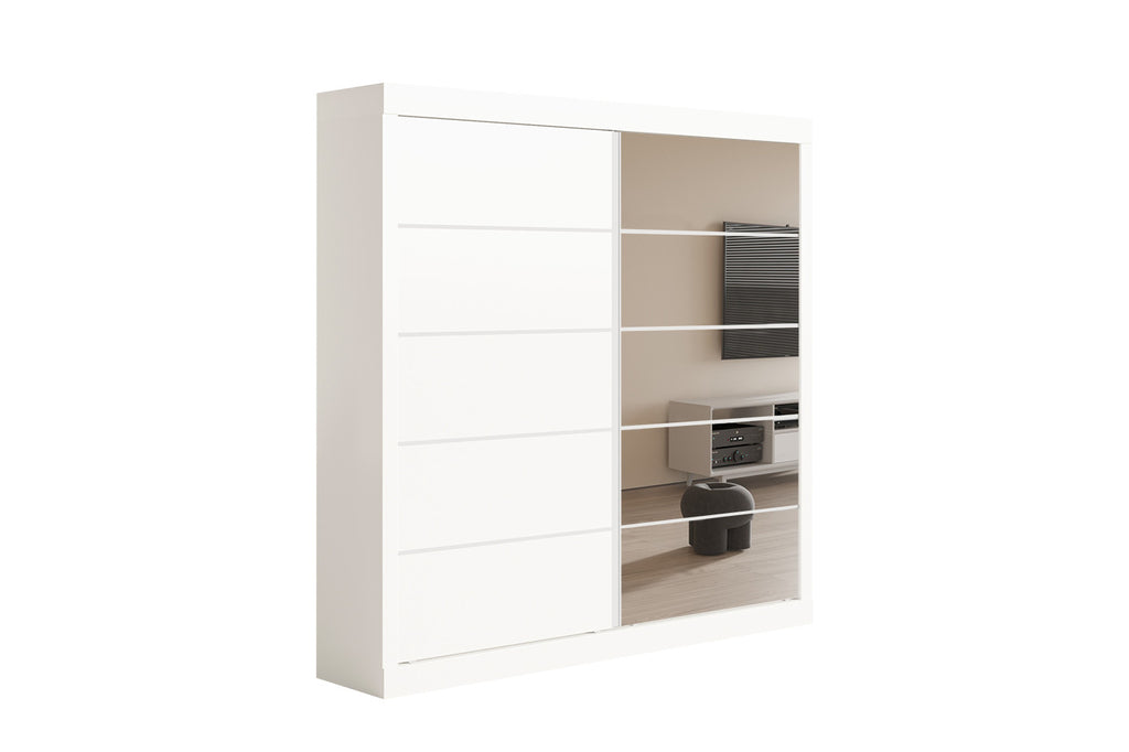 Wardrobe 'Mike' 2 Sliding Doors, 1 Mirror Door White (3c)