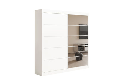 Wardrobe 'Mike' 2 Sliding Doors, 1 Mirror Door White (3c)