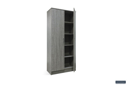 Opbergkast 'Ray' 2 deuren en 4 legplanken Grijze eik