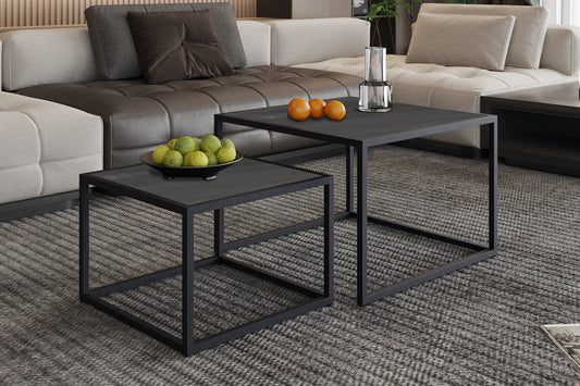 Salontafel 'Quinn' 2-Delig Mango Hout Zwart (1c)