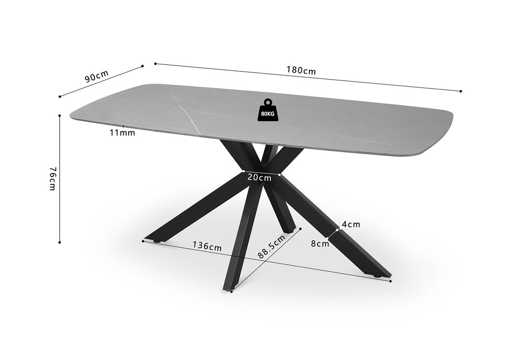 Tafel 'Apollo' 180 cm Deens Ovaal Steen Grijs (2c)